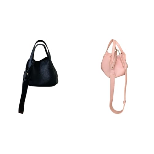 JUCHRZEY Bolso tipo cubo de PU para mujer, bolso de hombro a la moda, bolso de mano elegante, bolso Hobo (negro)
