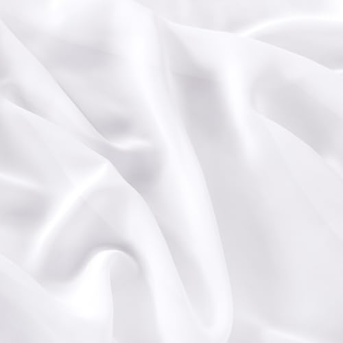 Image of White Chiffon Fabric by The Yard Continuous Sheer Arch Fabric 20 Yards | Pre-Cut Chiffon Draping Panels Airy Wedding Arch Draping Fabric 60 inch Wide for Events Backdrop Ceiling Decor DIY Craft Use