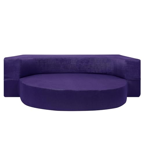 Image of Rosebell -3 Seater Round Modular Sofa Cum Bed |Foldable Convertible Sofa for Living Room | Space-Saving & Stylish Design, for Home, Office - Purple Color
