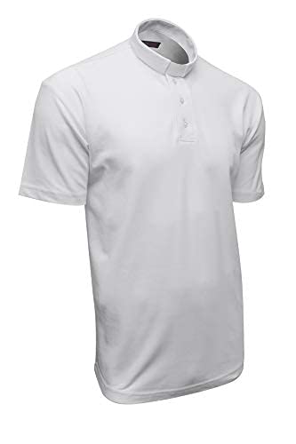 Clergy Polo Shirt Short Sleeve in White Color (L)