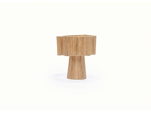 ZocoChic Lámpara de Mesa Artesanal de Rafia, Diseño Floral, 30 cm, Estilo Marroquí, Color Natural