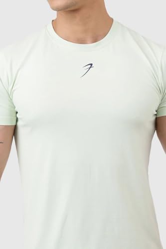 Image of FUAARK Men's Polyester-Cotton Blend Slim Fit Gym Workout & Sports T-Shirt