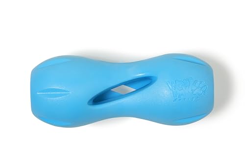 West Paw Zogoflex Qwizl Interactive Treat Dispensing Dog Puzzle Treat Toy for Dogs, 100% Guaranteed Tough, It Floats!, Made in USA, Large, Aqua Blue