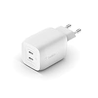 Belkin Doppio caricabatteria da parete USB-C da 65 W, ricarica rapida PD 3.0, caricatore USB C con...