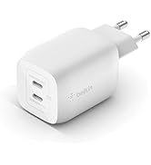 Belkin Chargeur secteur double port USB-C 65 W, charge rapide Power Delivery 3.0 avec technologie...
