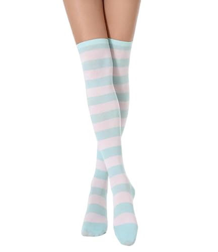 Image of Womens Thigh High Socks Athletic Stripe Cute Colorful Over the Knee High Sock Colorful Long Tube Sock