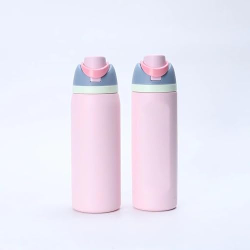 Image of FreeSip Gym Water Bottle with Straw & Chug Lid - Leak Proof Push Button Opening, BPA Free, Large Capacity Sports Bottle with Carry Handle (Light Pink, 960 ML)