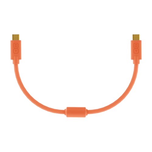 DJ TechTools Chroma Cable – USB-C to USB-C Cable | 100W Power Delivery, 10Gbps, 4K60, Ferrites | Audio-Optimized, Color-Coded with Cable Tie | Neon Orange 0.8ft (025M) Straight