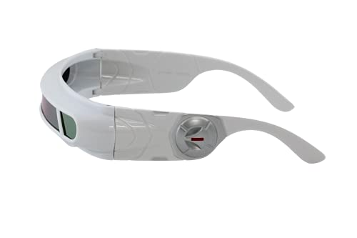 FLAWLESS EYEWEAR Futuristic Space Alien Costume Party Cyclops Shield Colored Mirror Mono Lens Wrap Sunglasses 147mm (White Orange Mirror)3