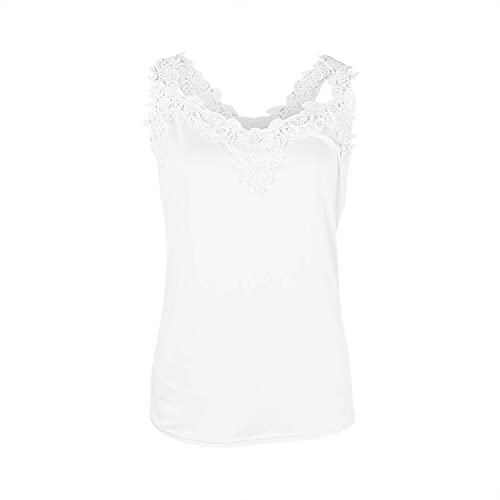 Débardeur d'été en dentelle patchwork pour femme col en V chic - 2