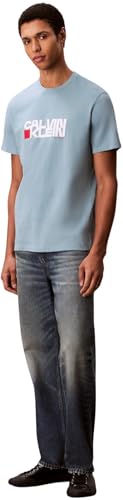 Calvin Klein Herren T-Shirt Kurzarm Redbox Graphic Tee mit Logo, Blau (Smoke Blue), L – Ansicht 6