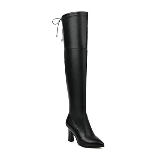 Bottes à talons épais et tige longue extensible pour un confort absolu