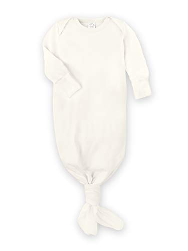 Colored Organics Baby Organic Cotton Knotted Gown - Infant Nightgown with Mitten Cuffs - Natural - 0-3M