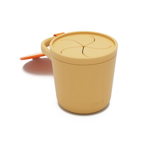 Image of Lalo Snack Cup - Mess-Free Silicone Snack Cups for Toddlers & Babies with Detachable Lid, BPA-Free Baby Snack Containers, Fits Most Stroller & Car Seat Cup Holders, Dishwasher Safe, Citrus Peel
