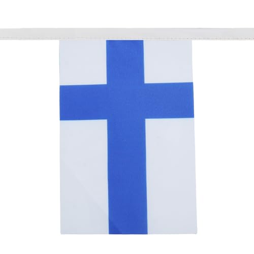 Image of AZ FLAG Finland 6 meters BUNTING Flag 20 flags 9'' x 6'' - Finnish STRING flags 15 x 21 cm