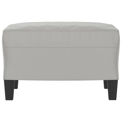 Tabouret bas en microfibre rembourré et stable gris clair - 5
