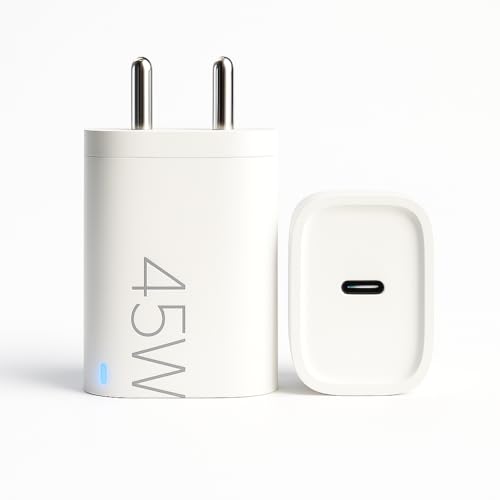 Image of 45W USB C Fast Charger Adapter For CMF By Nothing Phone 3A Pro /3A /2A /2A Plus /2,CMF Phone 2 Pro /Phone 1,CMF 33W Power Charge For Mobile,45 W Type C Charging Adaptor,Upto 50W Rapid Support,White