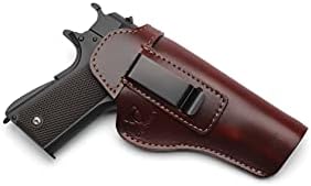 Cranssy 1911 Holster - Genuine Leather IWB Holster for Concealed Carry - Compatible with Kimber 1911/Colt 1911 /S & W 1911/Sig Sauer 1911/ Remington - Ruger & More 5 inch Barrel Pistols (Brown, Right)