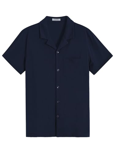 Latuza - Latuza Men's Cotton Knit Pajama Shirt - Button Down PJ Top, Navy, X-Large (13% Off Amazon Deal)