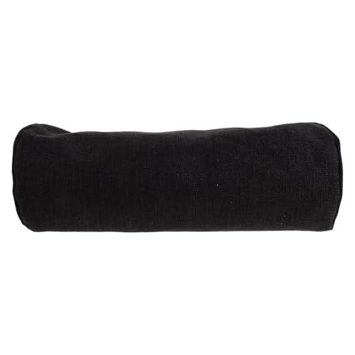 IWOWHERO Funda de Almohada Cervical Cilíndrica de Lino y Algodón, Transpirable, Negra, Tamaño 40 X 15 X 15 Cm, Funda para Cojín Decorativo de Viaje y Uso en Hogar