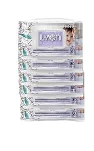 Lyon baby wet wipes with lid | 80 x 6-480 wipes | Enriched with aloe vera and vitamin E | Paraben - free and alcohol - free | Extra thick & moist wet wipes for baby's | 95% Pure Water (Pack of 6)-image-1
