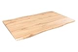 SAM Tischplatte Joan | 100 x 60 cm eckig | Holz | Farbe: Eiche | Baumkante | Holzplatte f&uuml;r K&uuml;che & Caf&eacute;