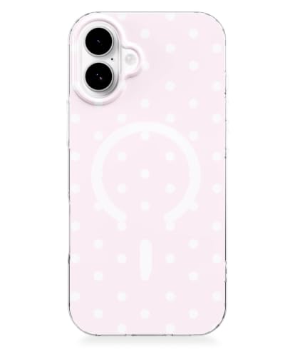 Feams for iPhone 16 Plus Case [Compatible with Magsafe] Slim Shockproof Protective TPU Phone Cover for iPhone 16 Plus 6.7" Women Girls, Pastel Pink Polka Dot