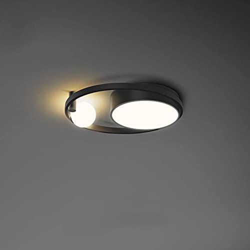 Lustre boule de verre noire design moderne plafonnier LED decoratif haut de gamme