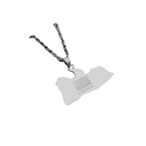 Collier Avec Pendentif Carte Et Drapeau Du Libéria Pour Hommes Et Femmes, Carte Du Monde, Drapeau Ethnique, Colliers De Couple Pour Hommes Et Femmes, Chaîne De Clavicule, Charme Patriotique, Bijou