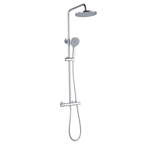 K2O Columna de Ducha Chillout River 83-119 cm Diseño Redondo con Grifo Termostático, Altura Regulable, Rociador y Ducha de Mano