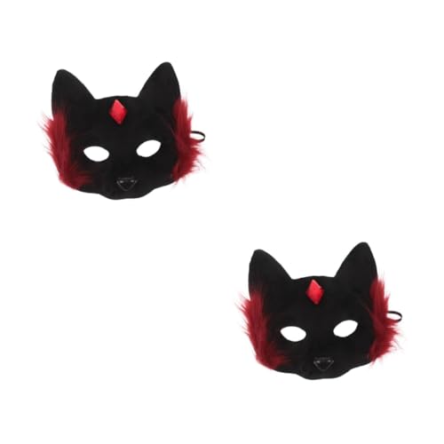 Masque de chat demi visage rouge noir accessoire réutilisable carnaval