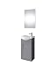 Produktbild Planetmöbel Waschtischunterschrank Kermaikwaschbecken mit Spiegel Gäste WC Badmöbel Set 40cm matt (Grau matt)