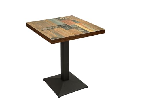MENGDA Table à Manger Carrée, Hauteur en 75cm, Table Salle et Manger Industriel Rétro, Table de Bistrot pour 2-4 Personnes, Pieds en Fer, 60×60×75 cm (Sol Floral rétro)