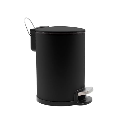 Papelera con pedal Douceur d'Intérieur negra de 3 L con cubo interior 3