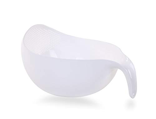 Mintra Home Rice Colander (White) - Strainer, Lightweight, for cleaning rice, beans, fruit and vegetables 9.5x13x7