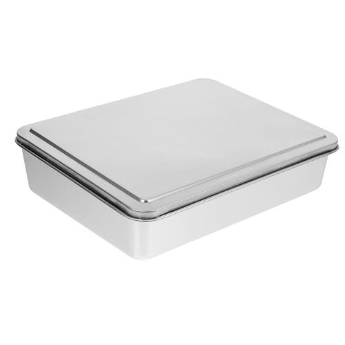 DIYEAH Teglia in Acciaio 28X22X6 CM con Coperchio Stampo Profondo per Dolci da Forno Riutilizzabile Teglia da Cucina Antiaderente per Torte Pasticcini e Dessert Adatta a Casa e