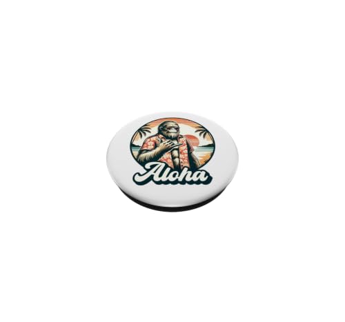 Aloha Sasquatch Funny Bigfoot Shaka Retro Beach Vacation Homme PopSockets PopGrip Adhésif – vue 2