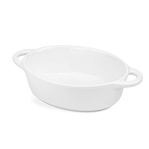 Foraineam 6-Pack Porcelain Ramekins, 10 Ounce Oval Ceramic Creme Brulee Souffle Baking Ramekin Dishes Bowl With Double Handles #TOP5