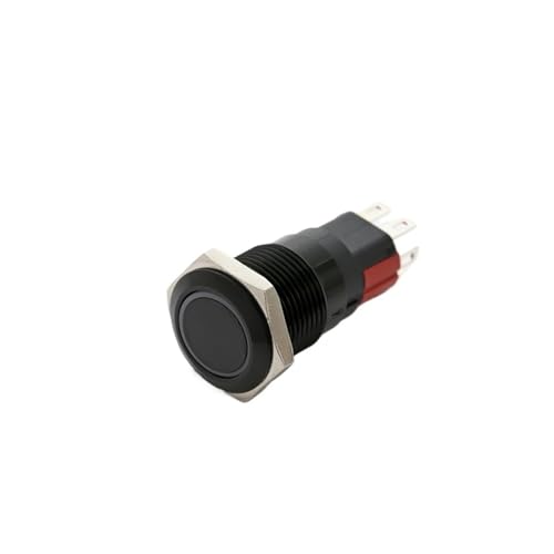 Interrupteur momentané 16mm 1NO1NC PM165F-11ZE/J/RGB/12V bouton noir 4 pins