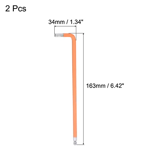 Uxcell 5Mm Ball End Hex Key Wrench, L Shaped Long Arm S2 Steel Repairing Tool 2 Pcs #TOP1