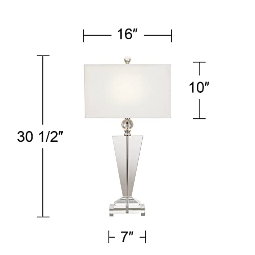 Vienna Full Spectrum Modern Style Table Lamps 30.5" Tall Set Of 2 Art Deco Crystal Trophy Off White Rectangular Shade Decor For Living Room Bedroom House Bedside Nightstand Home #TOP3