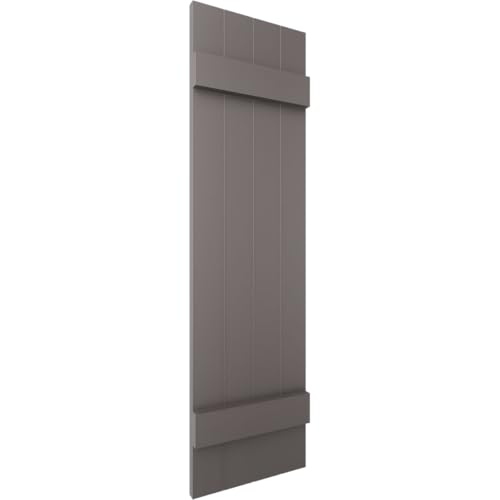 Ekena Millwork Lifetime Vinyl LJ4S14X03500MS Standard Four Board Joined, Board-n-Batten Vinyl Shutters, w/Installation Shutter-Lok's & Matching Screws (Per Pair), 14"W x 35"H, Musket Brown by Ekena Millwork - Image 3