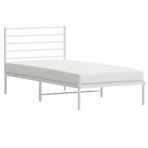 Lit gain de place métal blanc SKM 80x200 cm pour petit espace