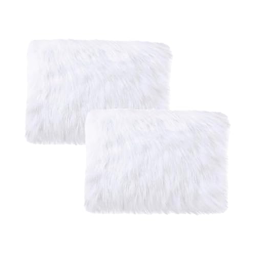 Faux Fur Placemats Set of 2, 12x18 Inch Washable Table Runner