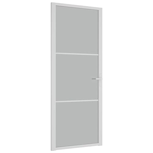 vidaXL Puerta Interior Corredera Entrada Corrediza Deslizante Cuarto de Baño Sala de Estar Salón Habitación de Vidrio y Aluminio Blanco Mate
