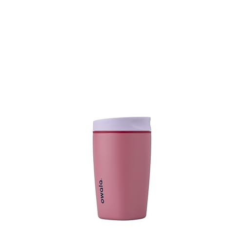 Owala Smoothsip Slider Insulated Stainless Steel Coffee Tumbler, Reusable Iced Coffee Cup, Hot Coffee Travel Mug, Bpa Free 355Ml, Purple/Pink (Crochet