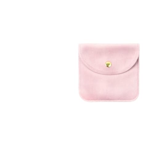 1Pc Jewelry Bag Portable Jewelry Pouch Snap Button Storage Pouch Ring Necklace Earrings Packaging Bag Gift(Pink,Small)