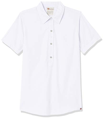 Dickies Women's Short Sleeve Woven Popover Shirt With 3 Buttons, White, Xs #TOP10