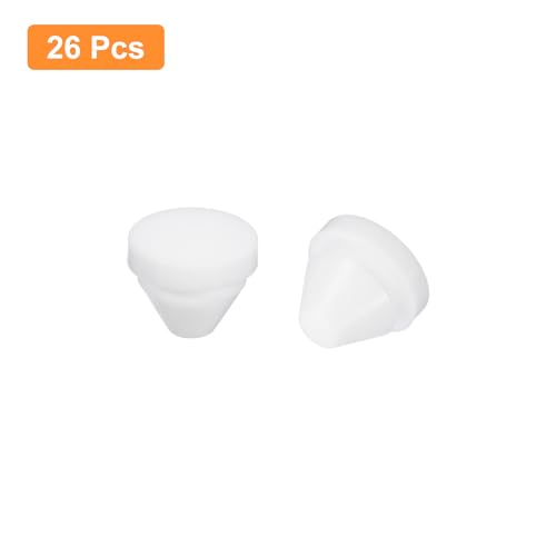 Image of uxcell 26 Pcs Silicone Plugs, Rubber Round Snap in Locking Hole Plugs for 9-10mm Hole, Hole Stoppers Waterproof Hole Plug for Metal Tube, Furniture End Caps Inserts, White