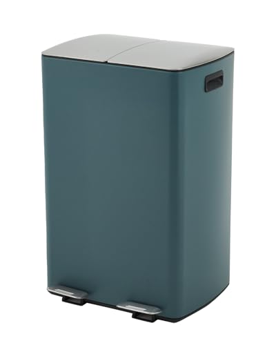 Bote de basura con pedal y doble compartimento 60L azul